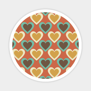 Retro Hearts Pattern in Red Magnet